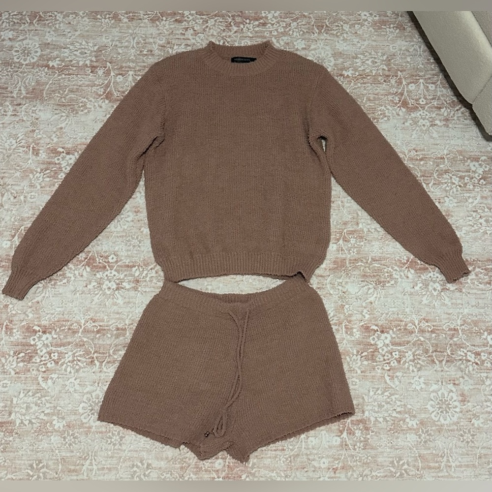 Cozy Knit Pajama Set in Brown